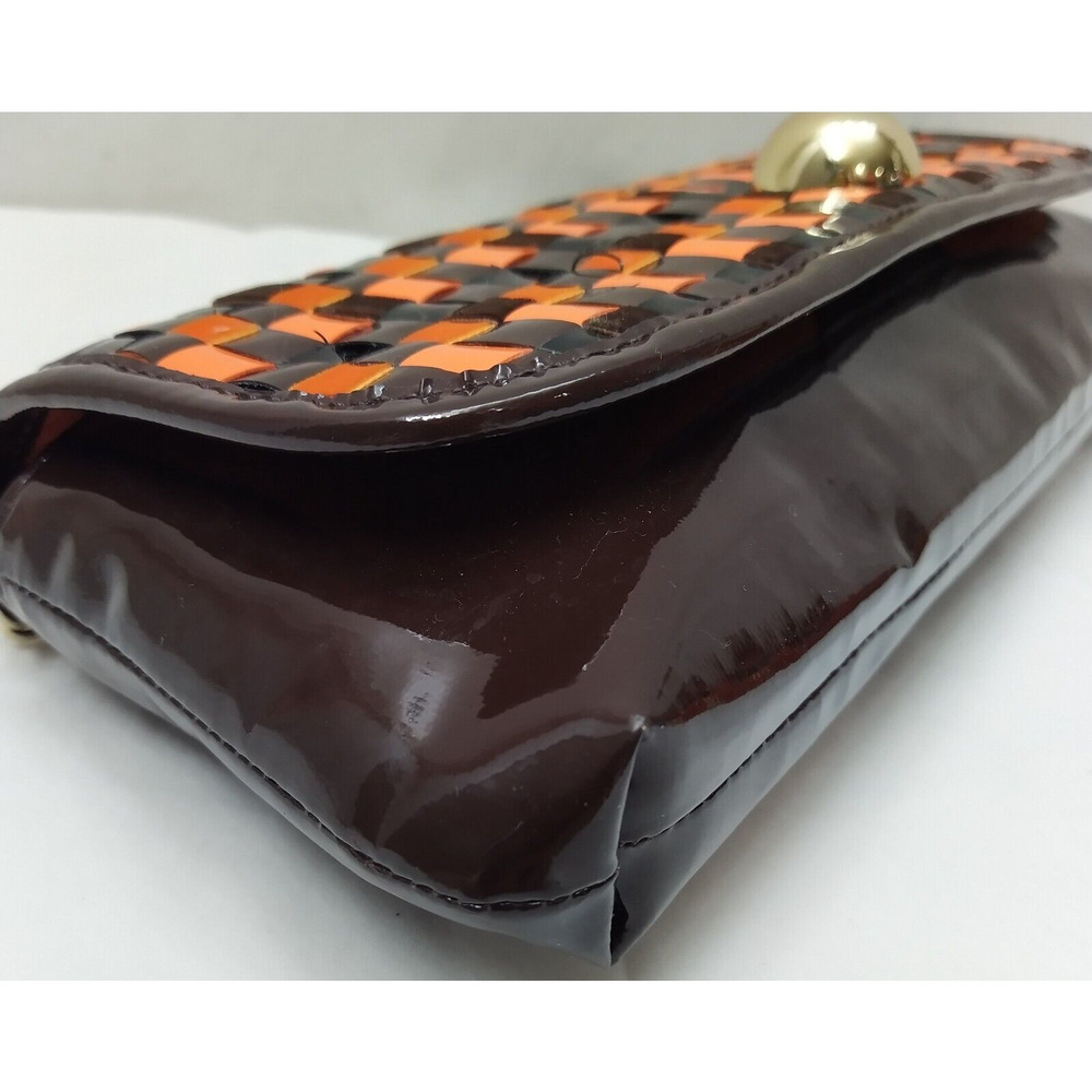 Kate Spade New York Orange Brown Patent Leather Chain Strap Hobo Shoulder Bag - Picture 7 of 16